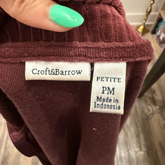 Croft & Barrow | Burgundy Hoodie Velvet Zip-Up Medium - Picture 5 of 5